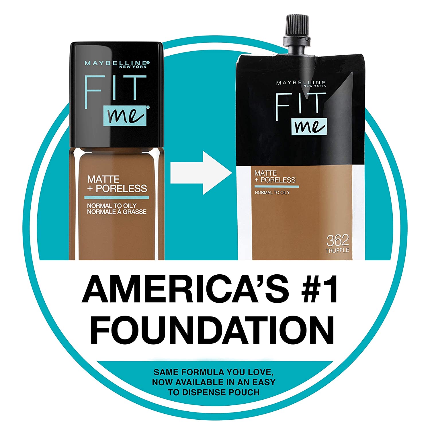 Maybelline New York Fit Me Matte + Poreless Liquid Foundation, Pouch Format, 105 Fair Ivory, 1.3 Ounce - Image 4